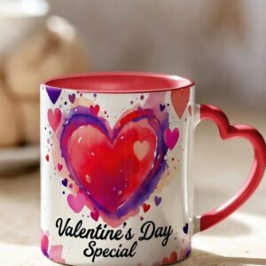 valentine's day special heart handle personalized ceramic mug